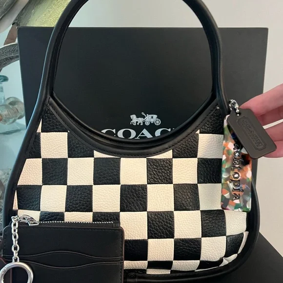 Coachtopia Ergo Bag Checkerboard with Wavy Zip Card Case In Coachtopia Leather - Picture 16 of 17